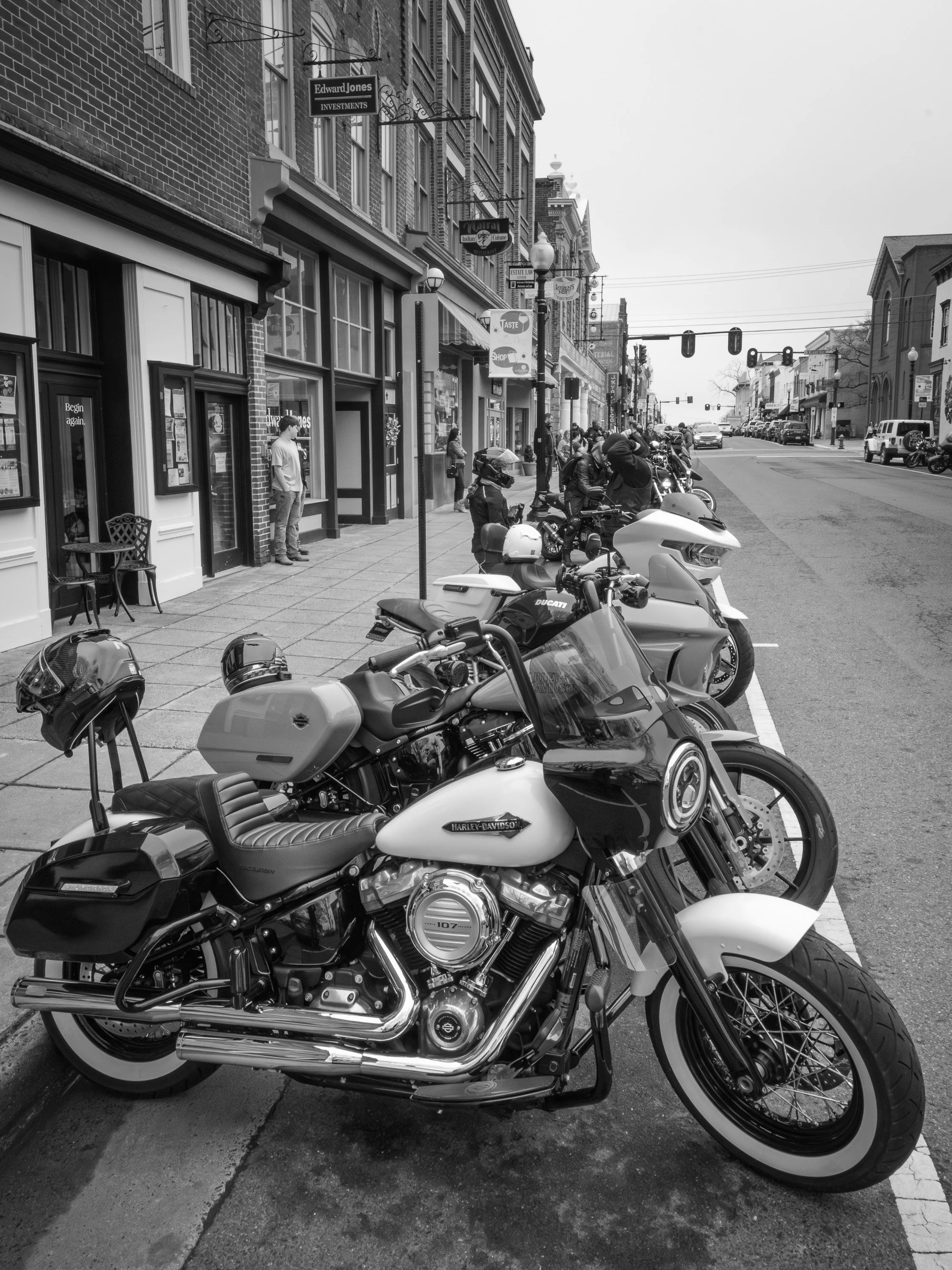 A view of bikes on East Davis Street in Culpeper, Virginia