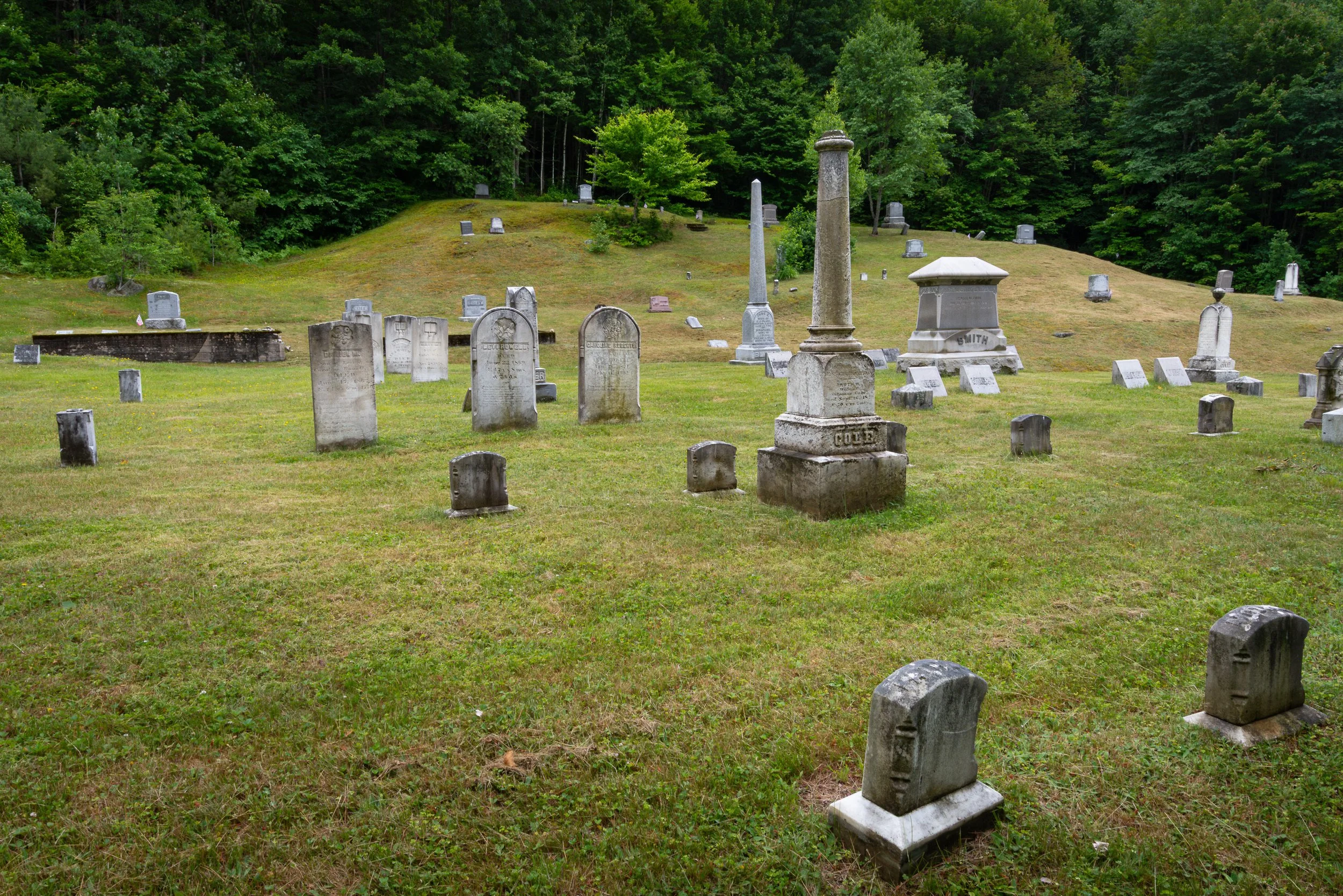 A view of the top of the hill of the Stark cemetery in New Hampshire