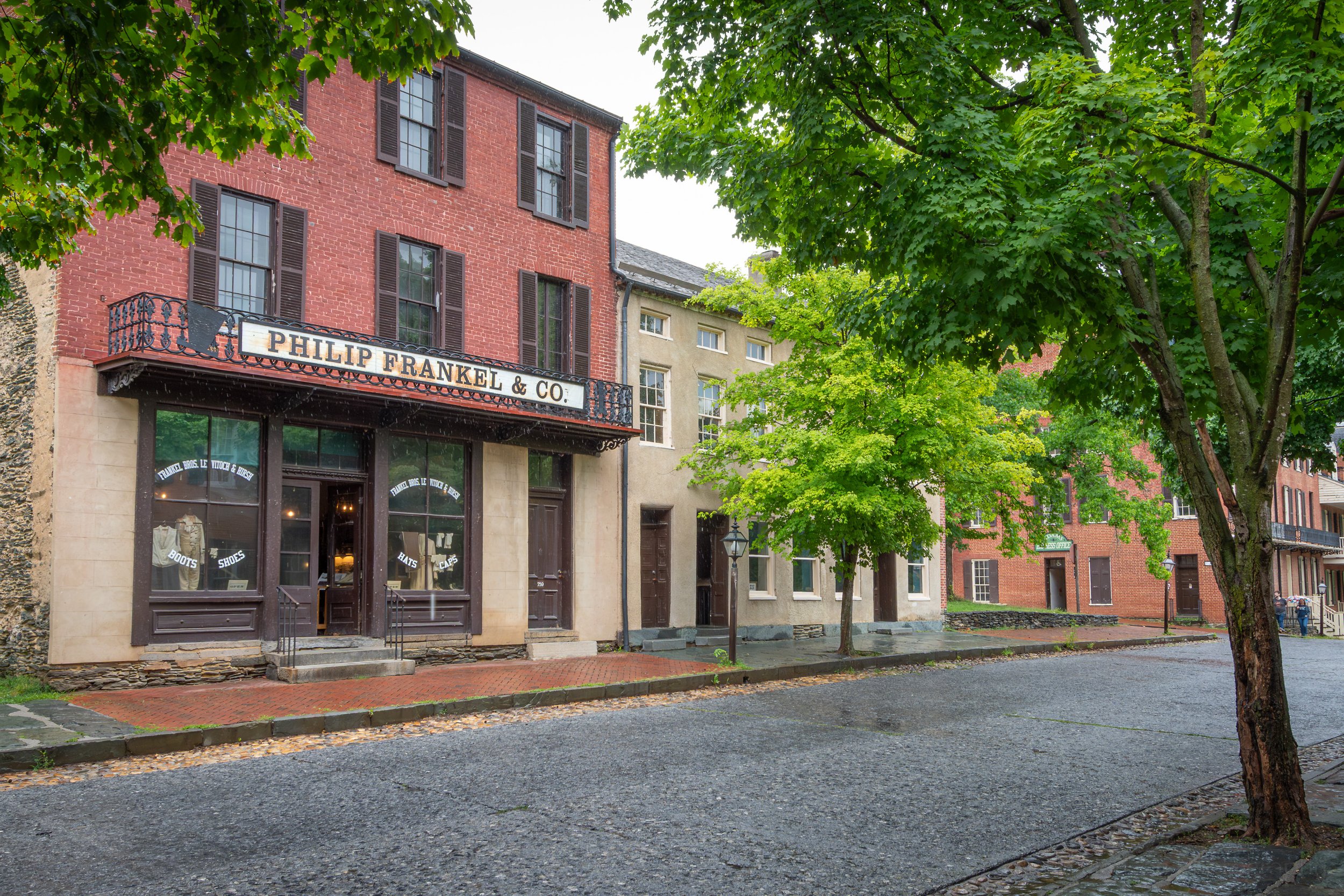 Harpers Ferry, West Virginia — Lower Town in the Rain