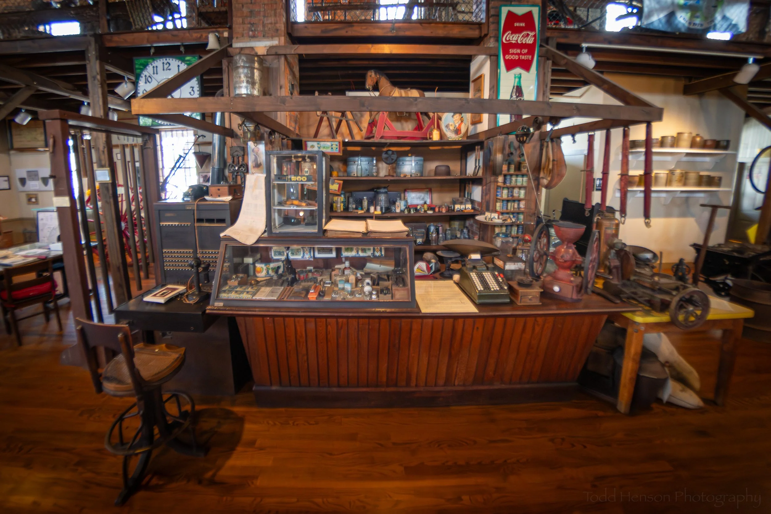 A display of an old store counter