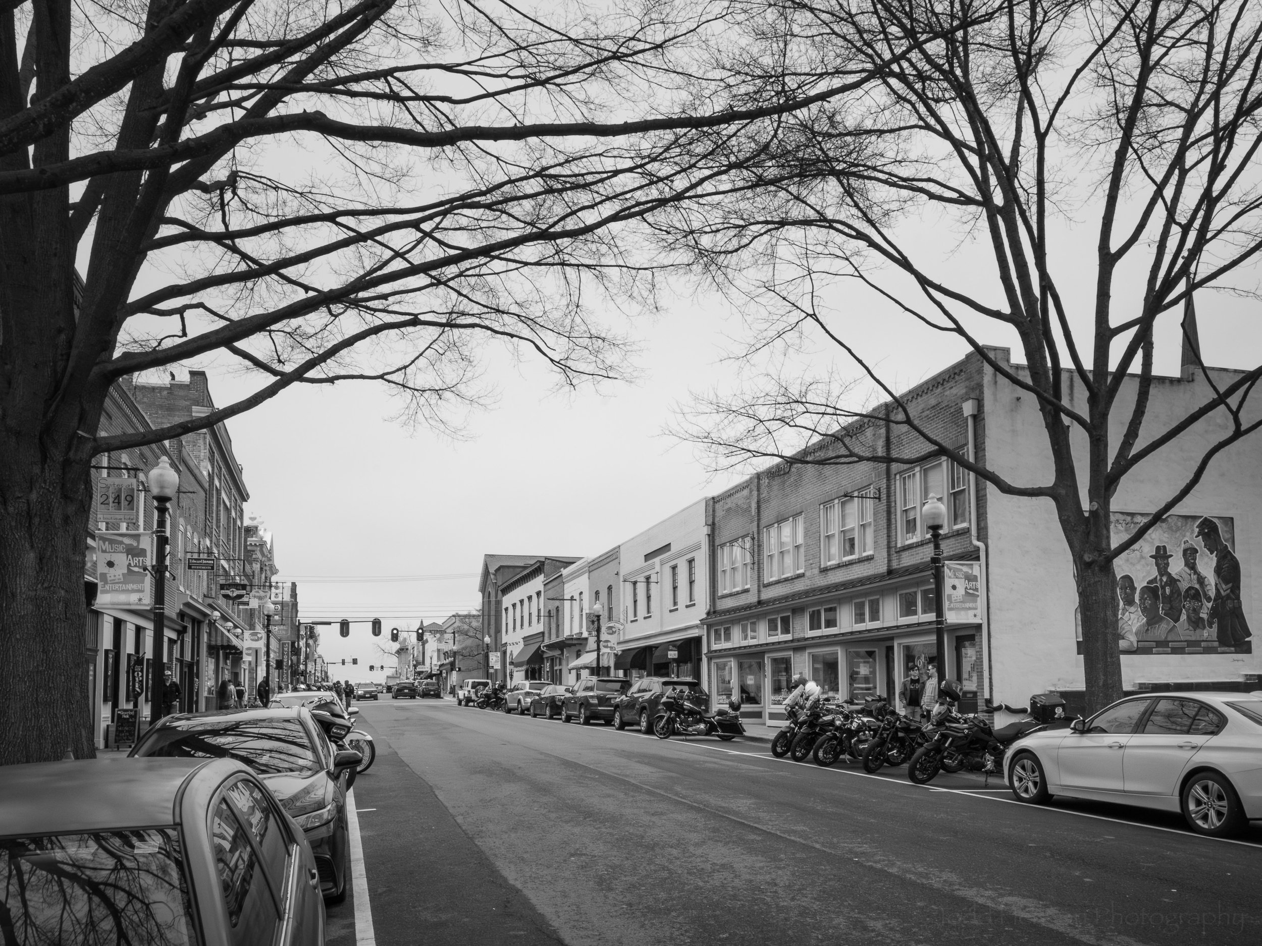 A view up East Davis Street in Culpeper, Virginia