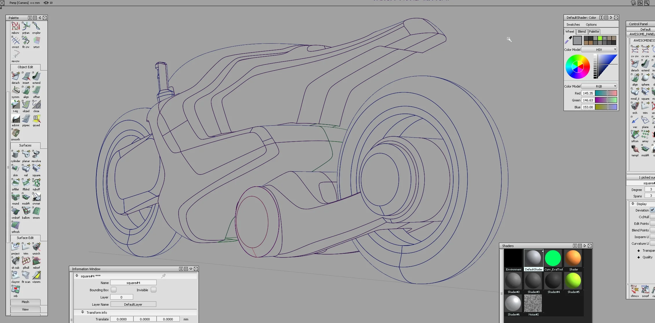 Wireframe - Hidden Lines Mode