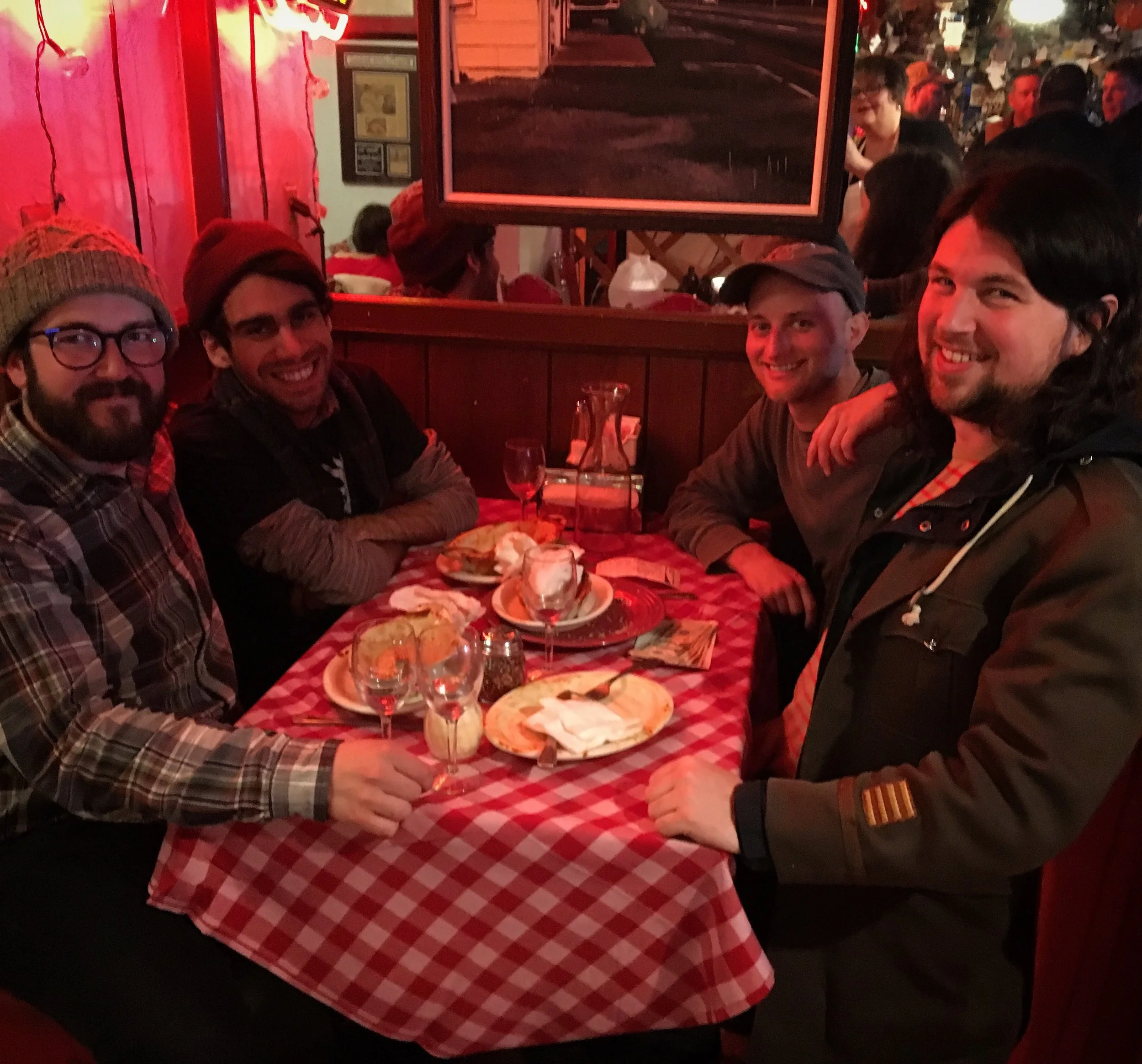 Enjoying a lasagna at the Halfway Club