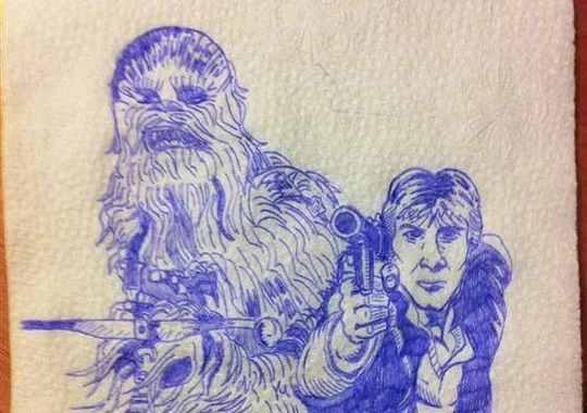 Dad Draws intricate Heroes on Daughters' napkins