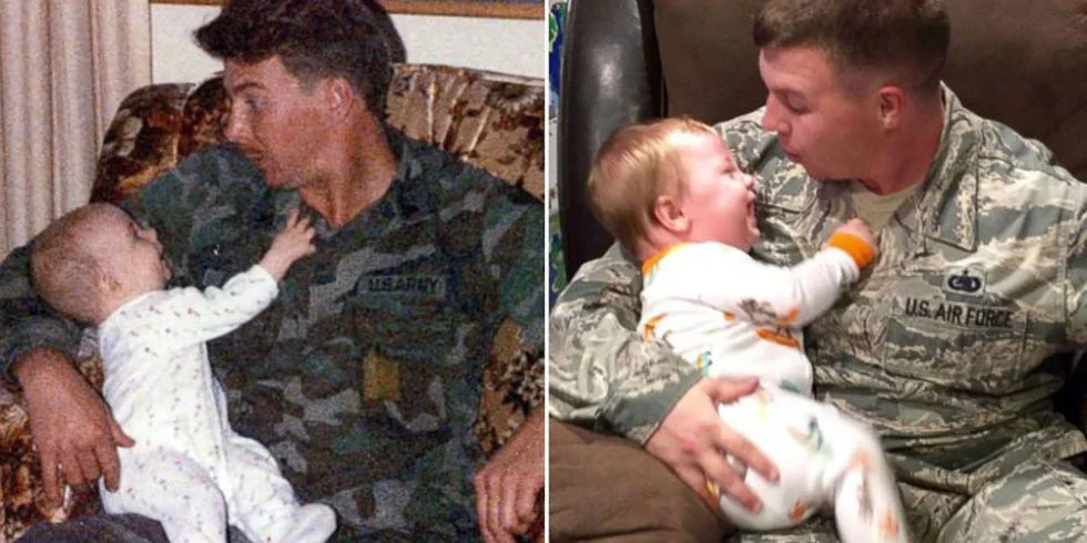 This Military Dad's Reenactment Of A Heartwarming Family Photo Will Move You To Tears