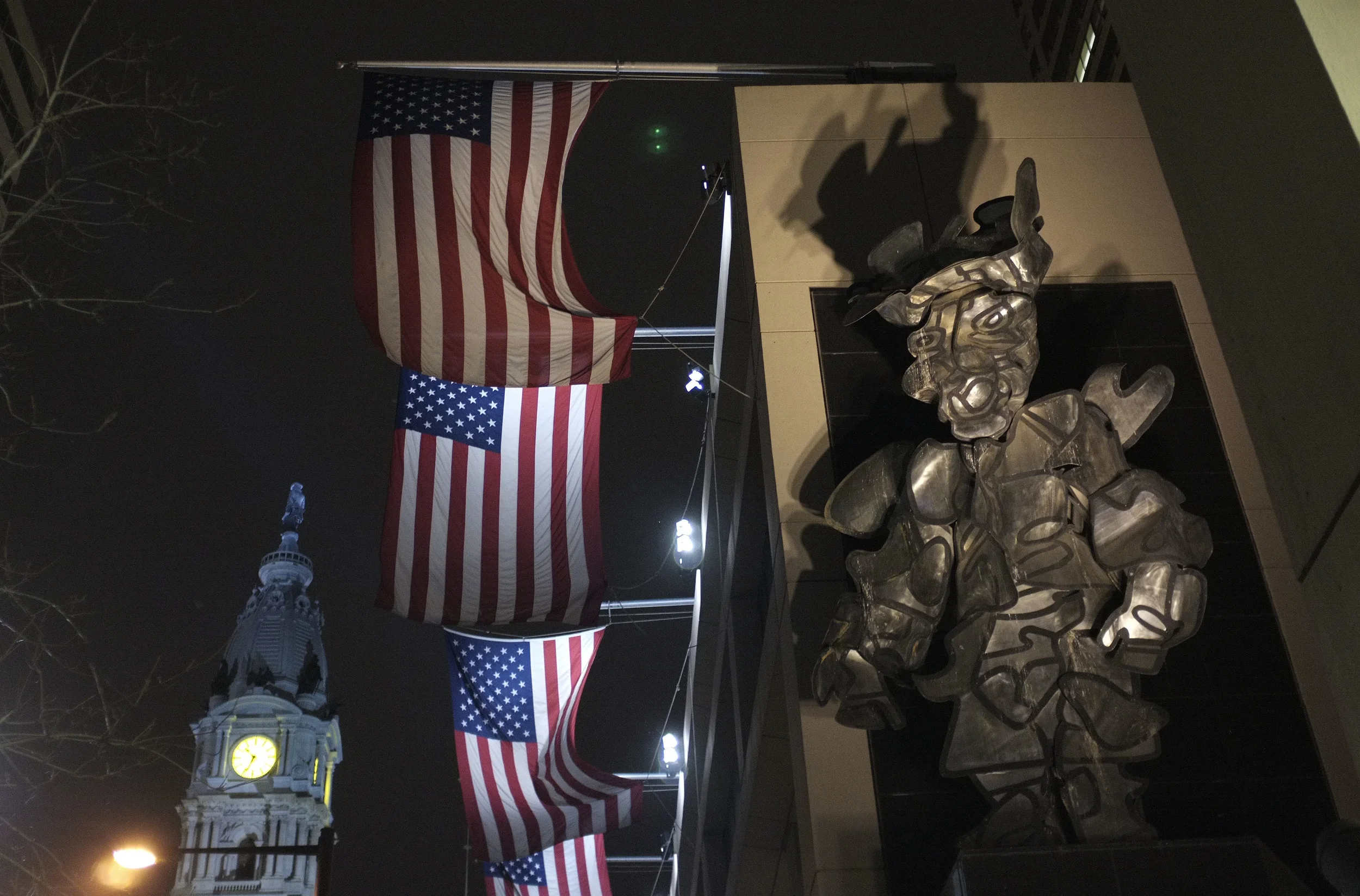 City Hall, flags and thing.