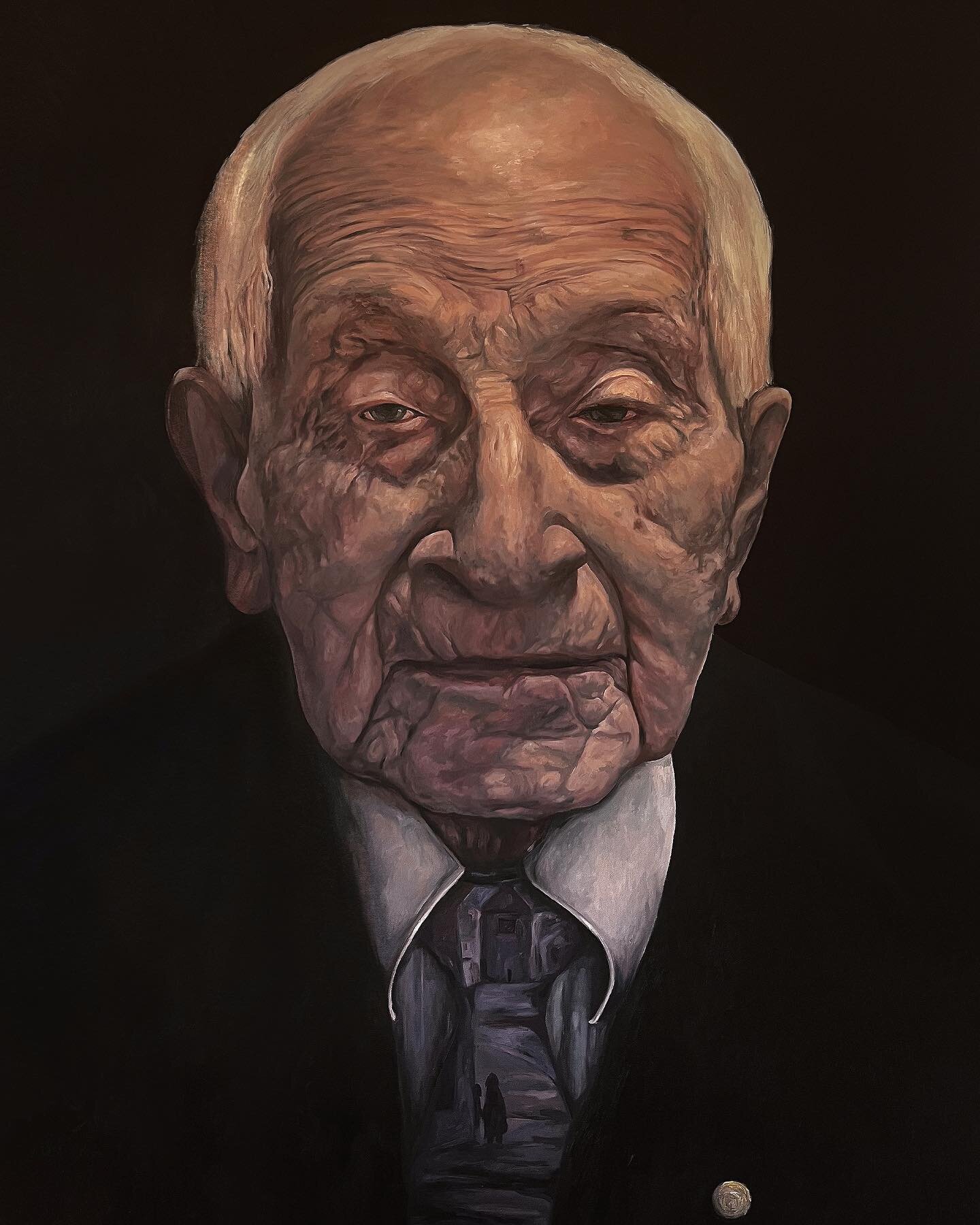My painting: Mr Goldberg.
Oil on canvass 122x90

This was my most emotional and important portrait to date.
Abe is a Holocaust survivor who survived Auschwitz-Birkenau after around 50 of his family members were murdered.

Abe is a beautiful man. At 9