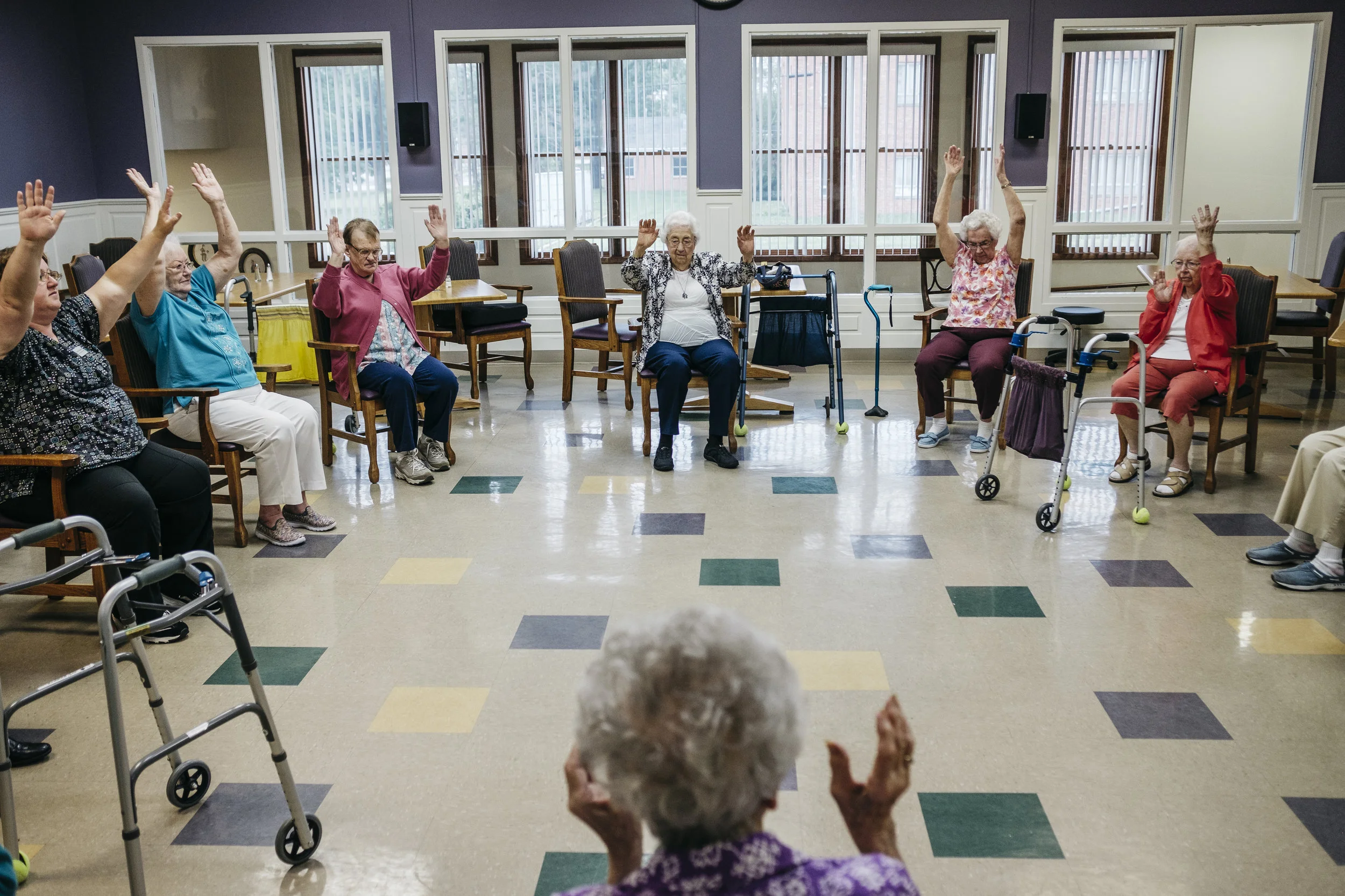 Residents attend exercise class on Monday, June 17, 2019 at King's Daughters Home in Mexico, Mo. 