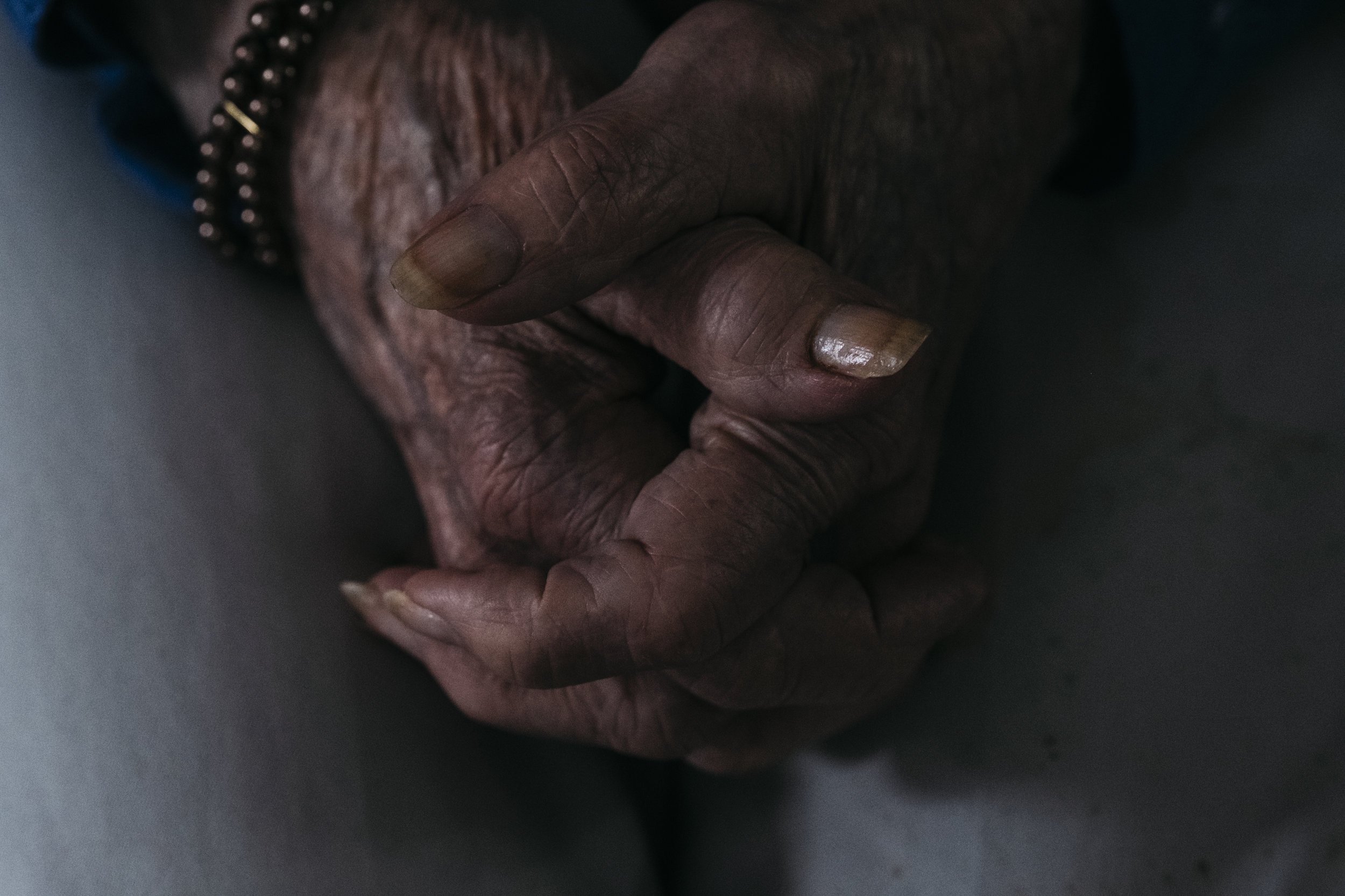  Mary Allen, 95, folds her hands while resting in her chair on Sunday, June 16, 2019 at King's Daughters Home in Mexico, Mo. 