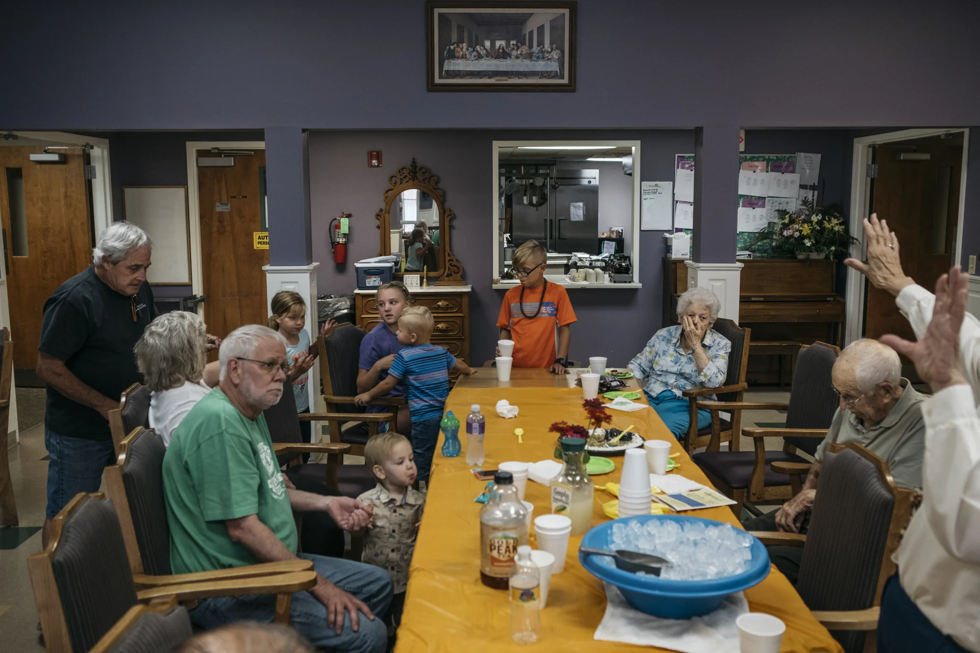  The family of resident Mary Lou Enslen, 87, right, celebrates her husband Harold Enslen's, far right, 90th birthday on Saturday, June 15, 2019 at King's Daughters Home in Mexico, Mo. Mary Lou has dementia, and former Mexico mayor Harold still lives 