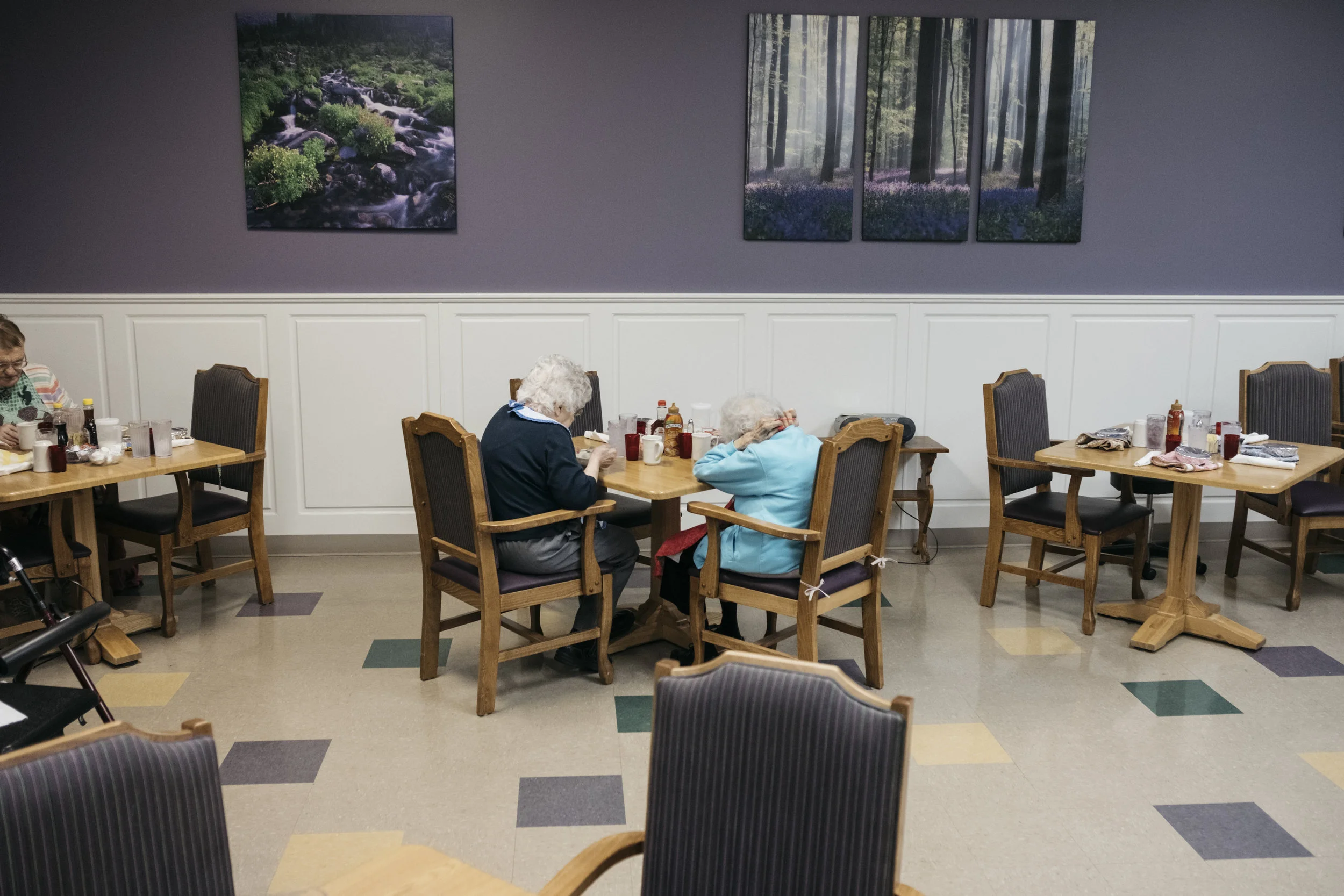  Mary Anne Whalen, 88, and Norma Precht, 93, eat breakfast on Sunday, June 16, 2019 at King's Daughters Home in Mexico, Mo. 