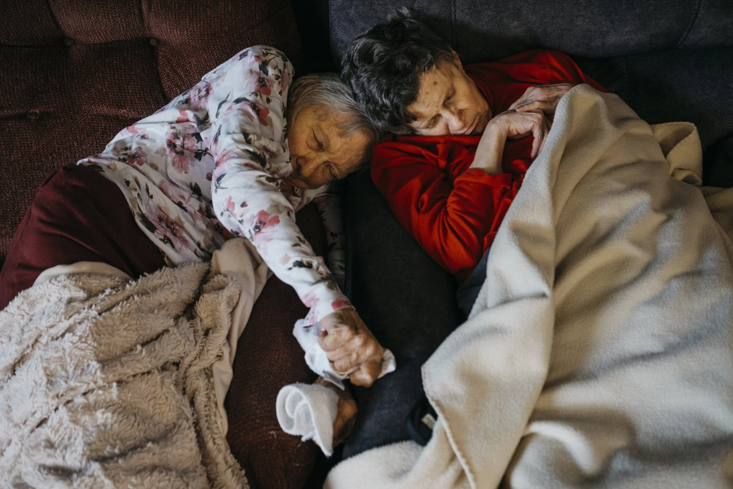  Jane Brooks, 87, left, and Patricia Brown, 69, rest together on Thursday, June 20, 2019 at King's Daughters Home in Mexico, Mo.   