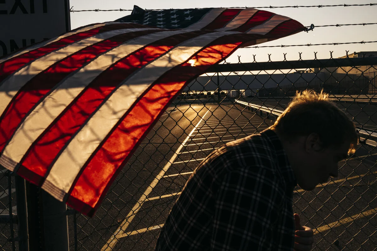  An American flag blows in the breeze outside the GM Flint Assembly Plant during the eighth day of the strike on Monday, Sep. 23, 2019 in Flint, Mich.  
