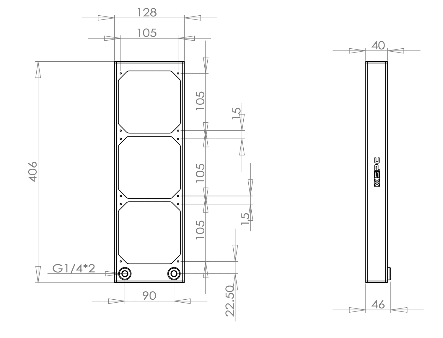 AX360 Triple Fan Radiator (Silver) — XSPC - Performance PC Water