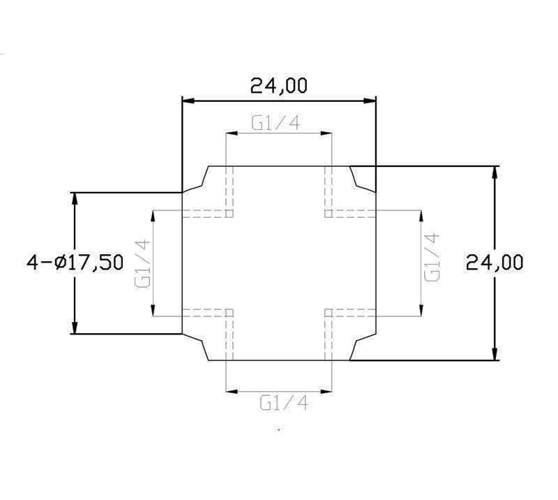 XSPC G1/4 4 Way Fitting Chrome XSPC G1/4 4 Way Fitting Chrome