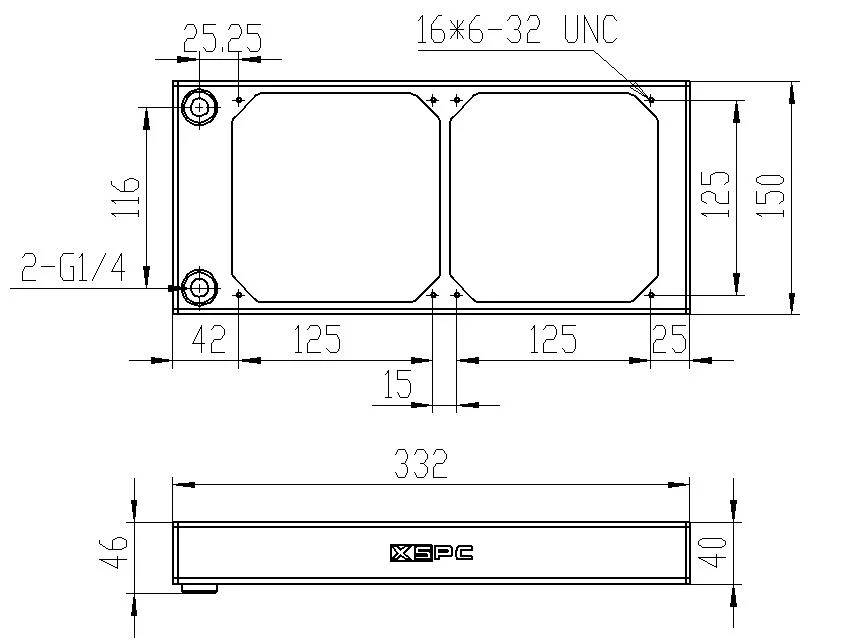 AX280 Dual Fan Radiator (Black) — XSPC - Performance PC Water Cooling