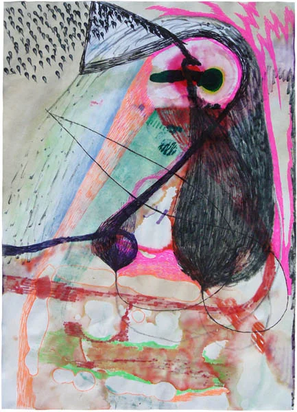 Irgendwie, 1998, 29,9cm x 21cm, watercolor, coffee, colored pencil, gel pen, marker on paper