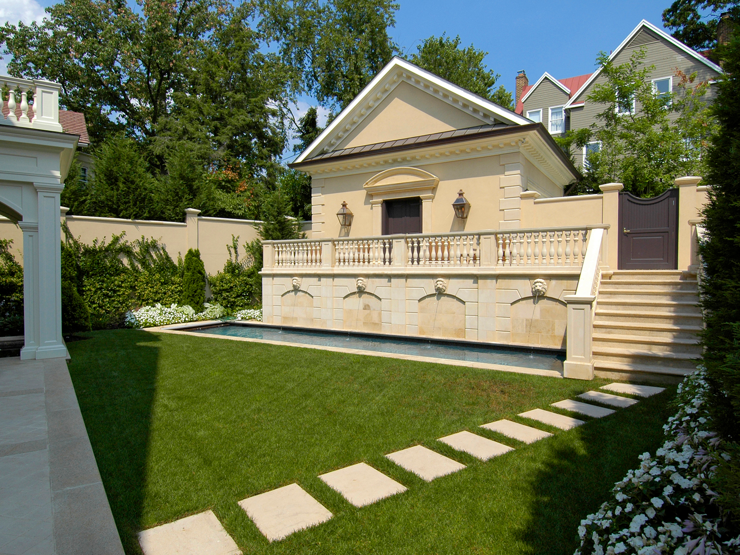 Stone Steppers, Railings, Stairs & Pool