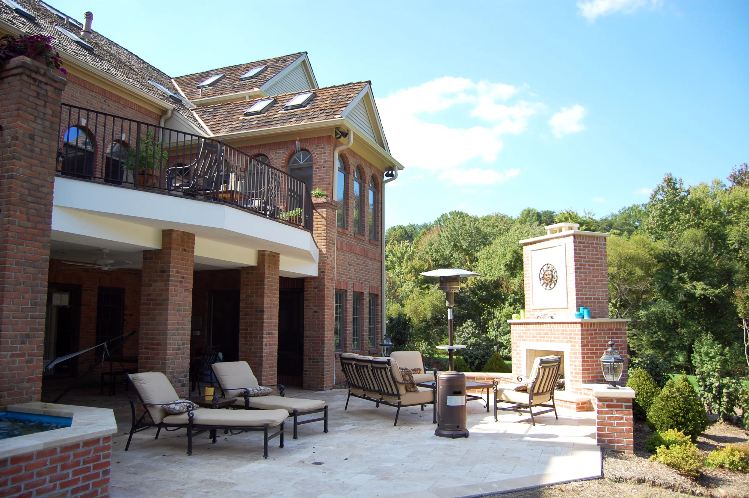 Overall view of project and travertine terrace.