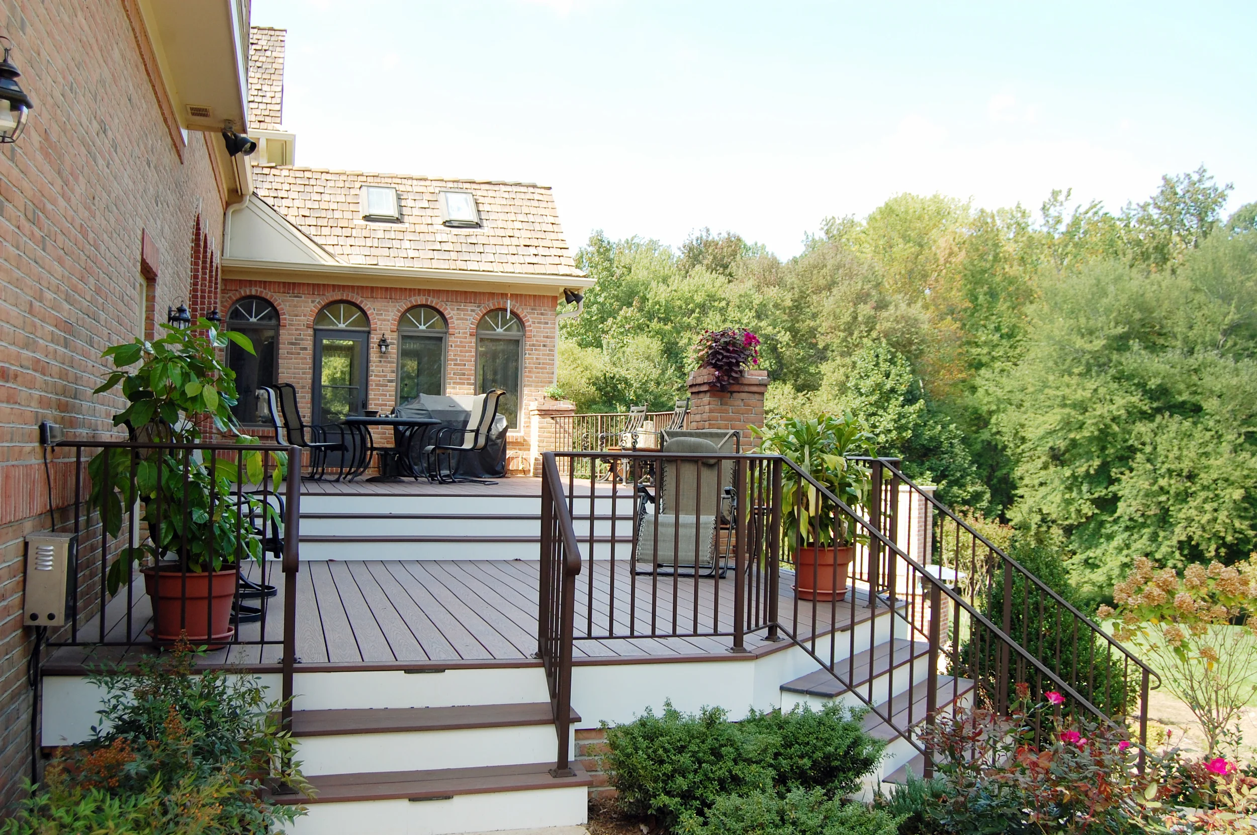 View of added stairs and new synthetic decking materials.