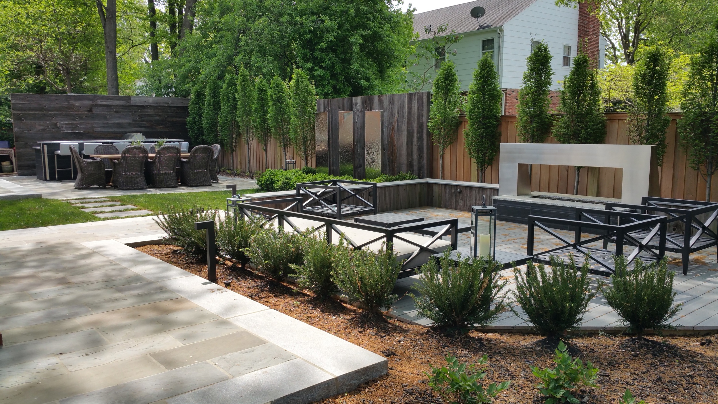 View of connected patios and outdoor living spaces.