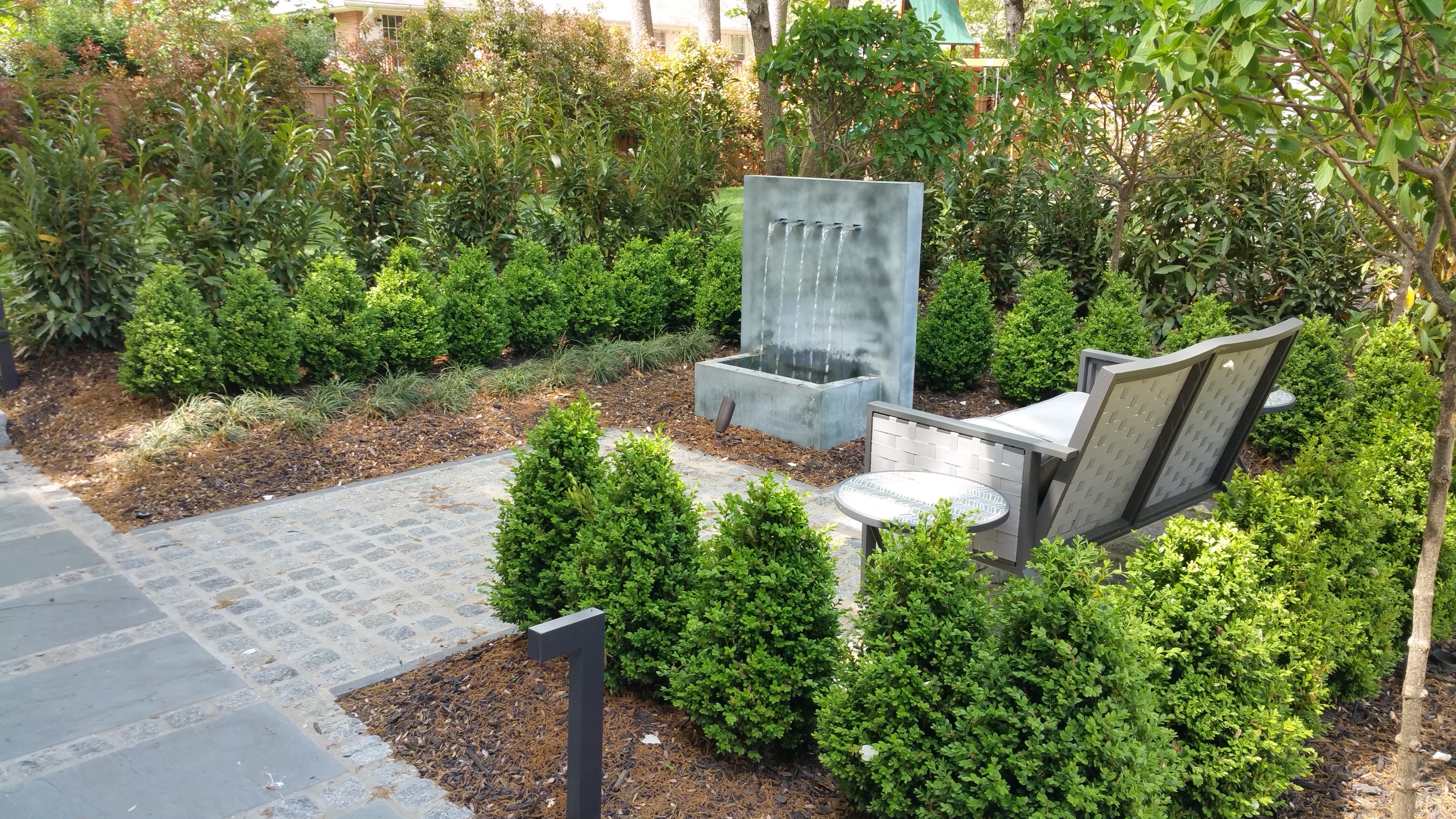Secret garden with water feature.
