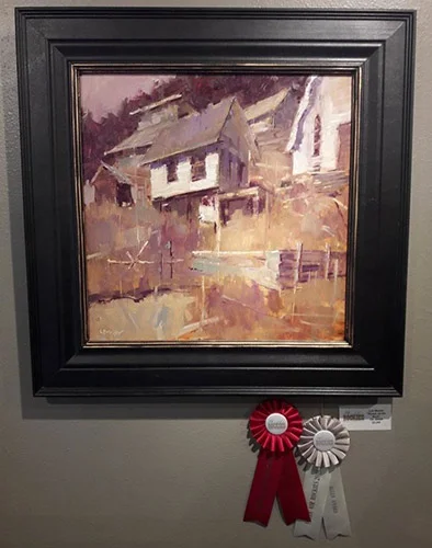 “House on the Rock,” by Lon Brauer, 2016, oil, 20 x 20 in. Second Place and the Allen Award