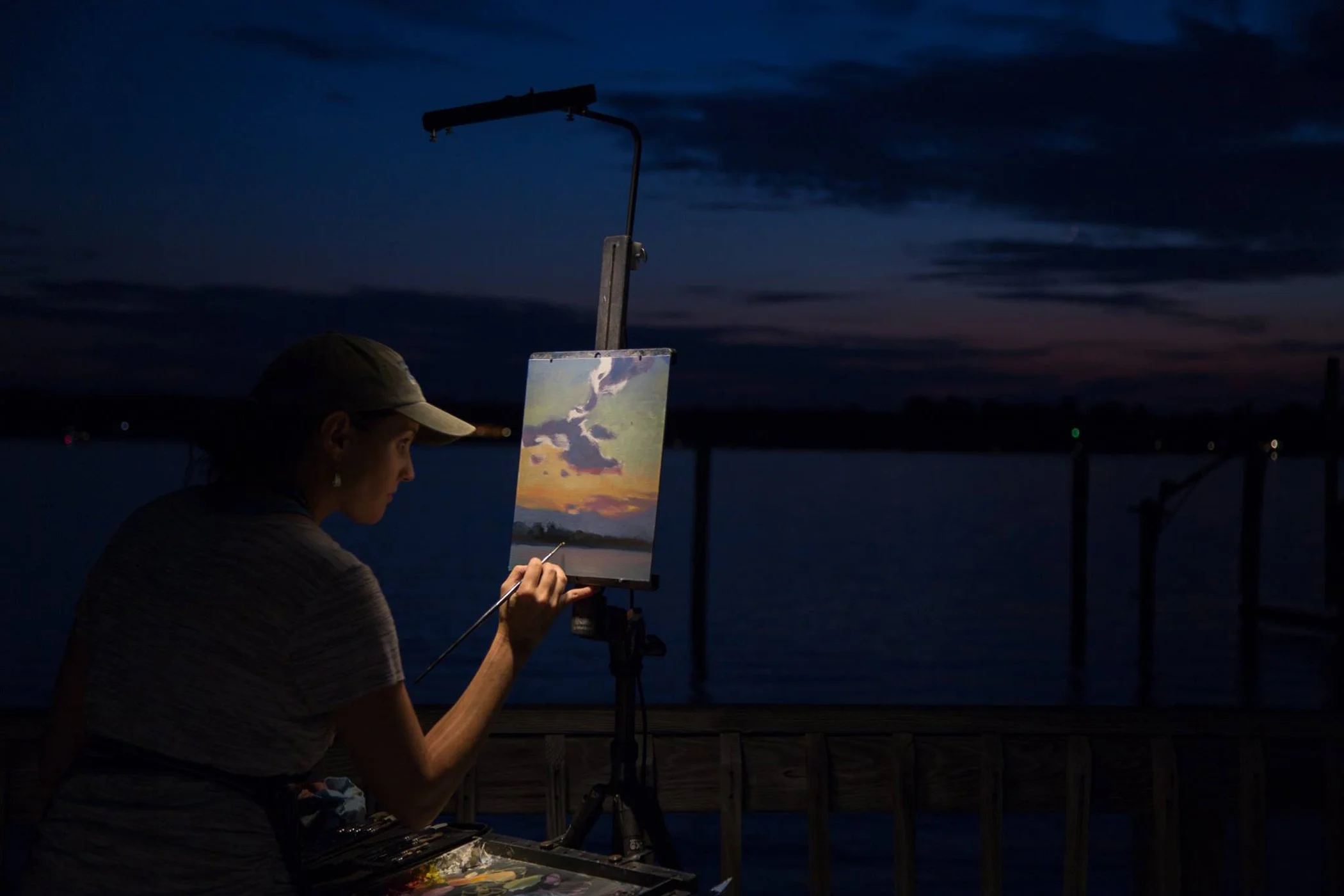 Kathleen Hudson painting a nocturne - Image by Brian Frounfelker.jpg