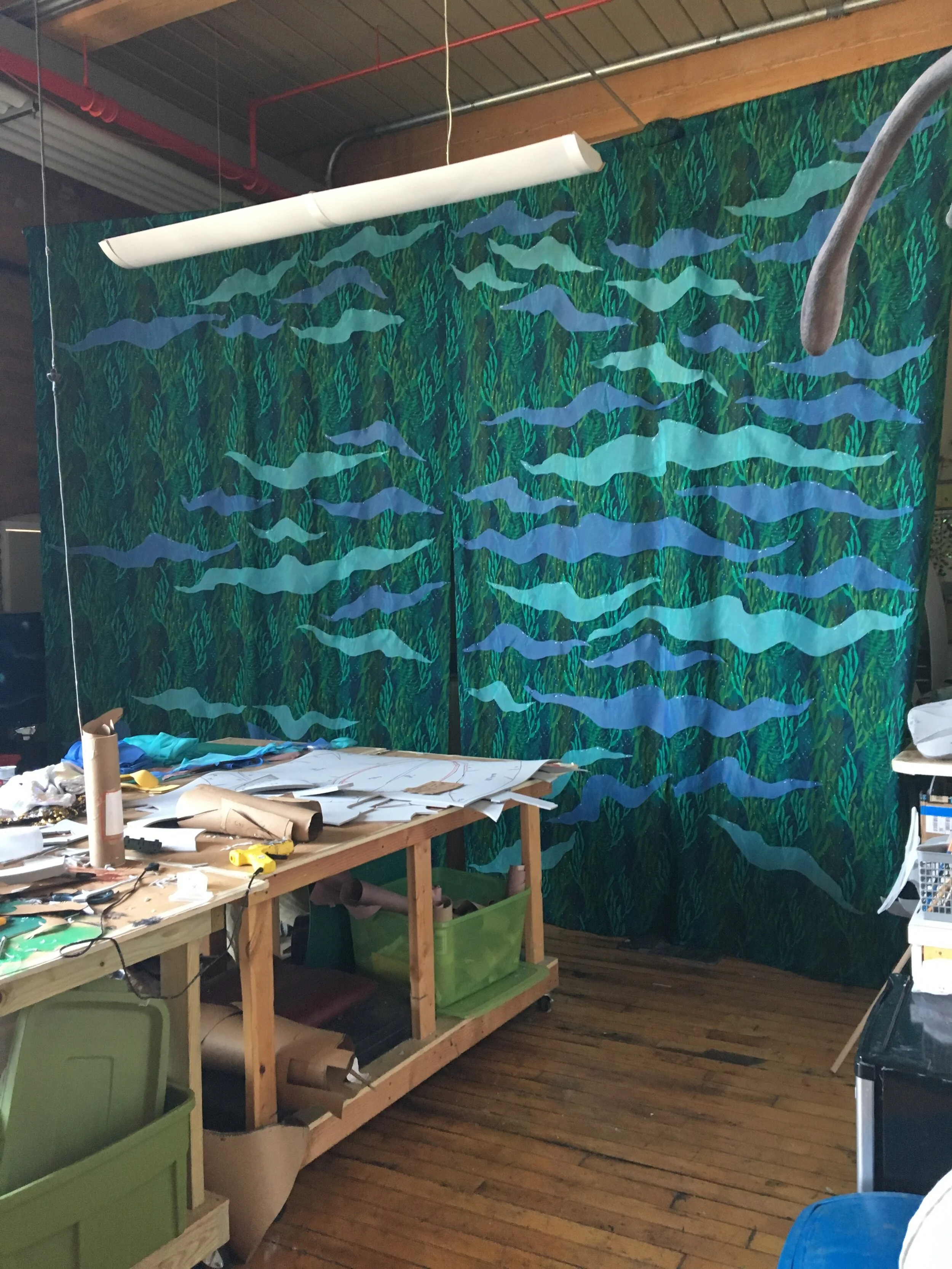 hand appliquéd floor-to-ceiling backdrop panels