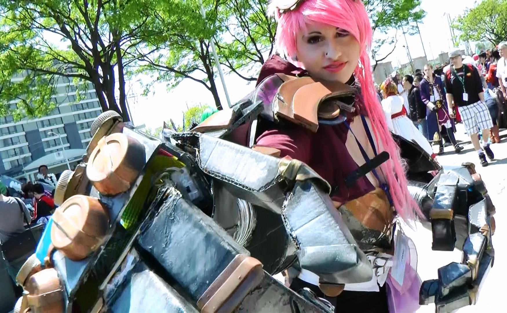 Vi from League of Legends with her giant mechanical robot fists could punch us from 10 feet away. 