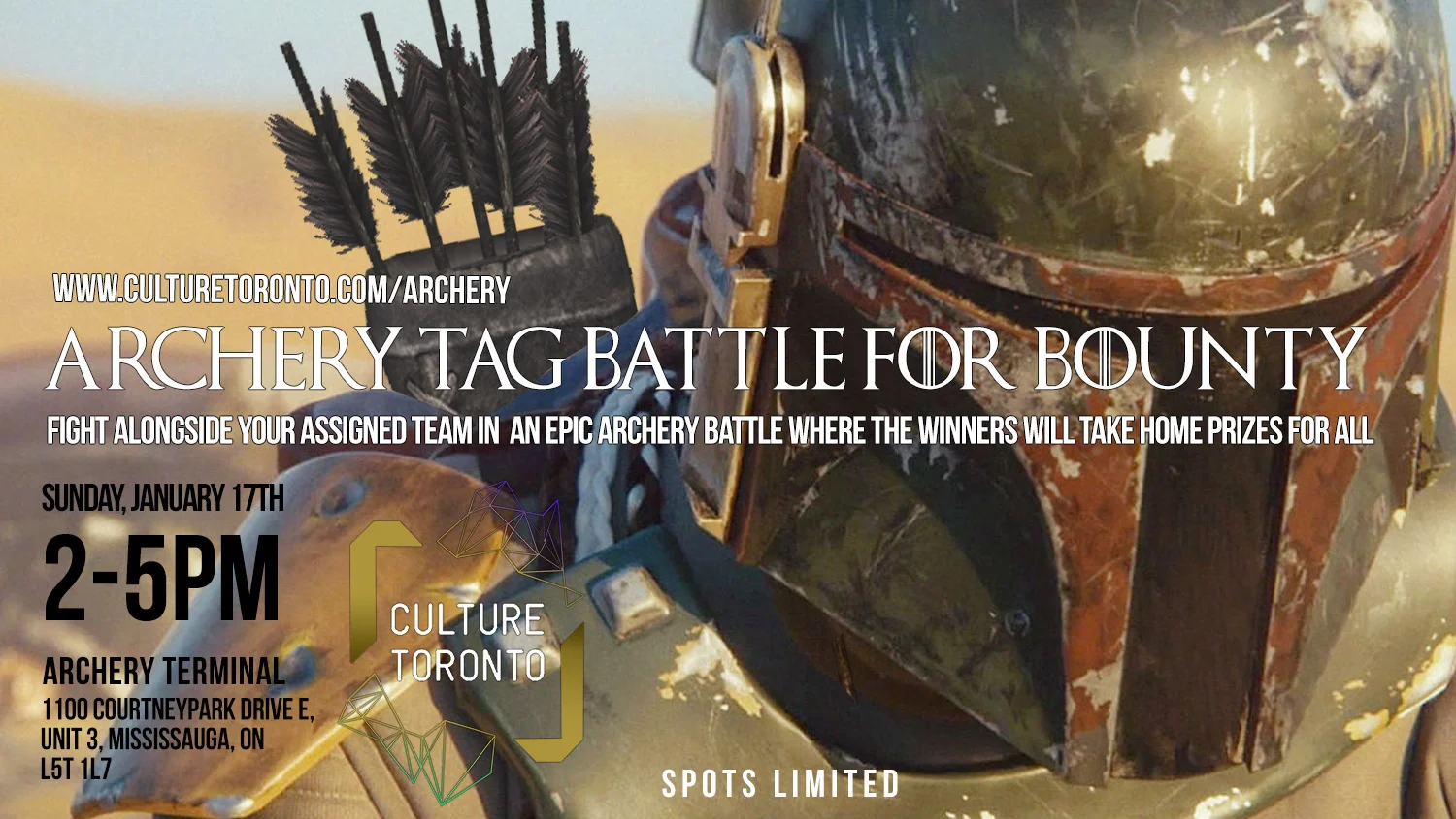 [JAN 17, 2-5PM] ARCHERY TAG BATTLE FOR BOUNTY WITH @archeryterminal & @CULTURETORONTO!