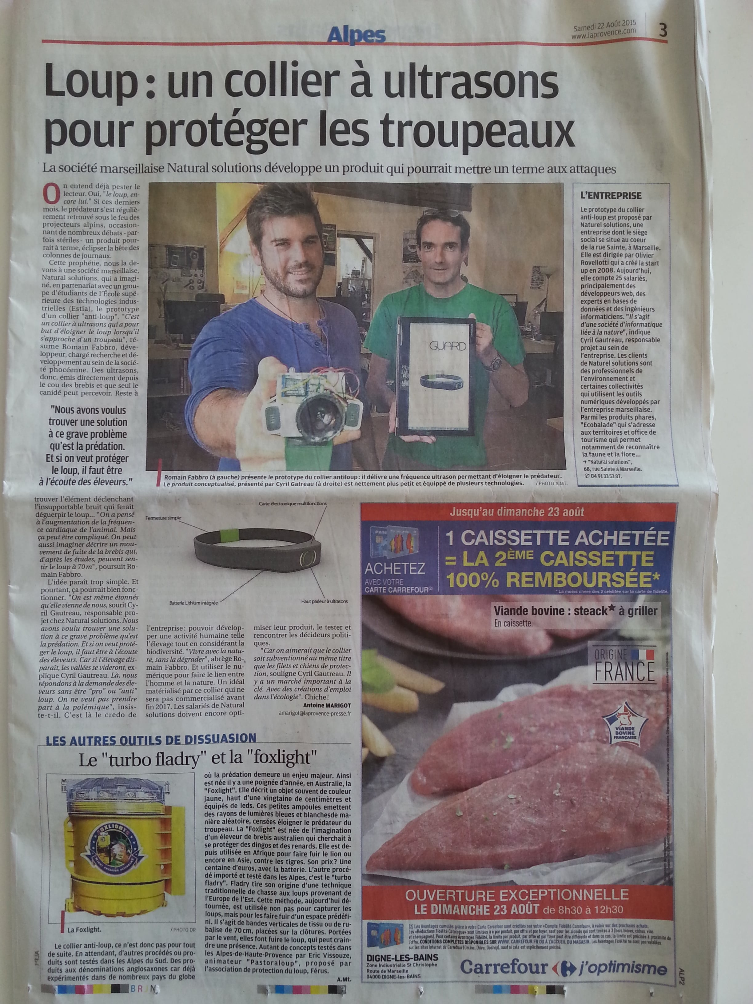 article la Provence sur collier août 2015.jpg