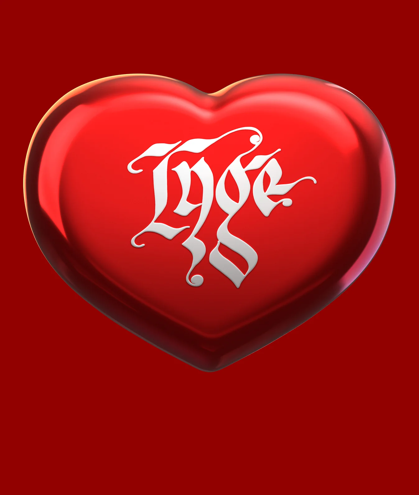 Hand lettered, scanned and applied as a displacement map on a 3D rendered heart.