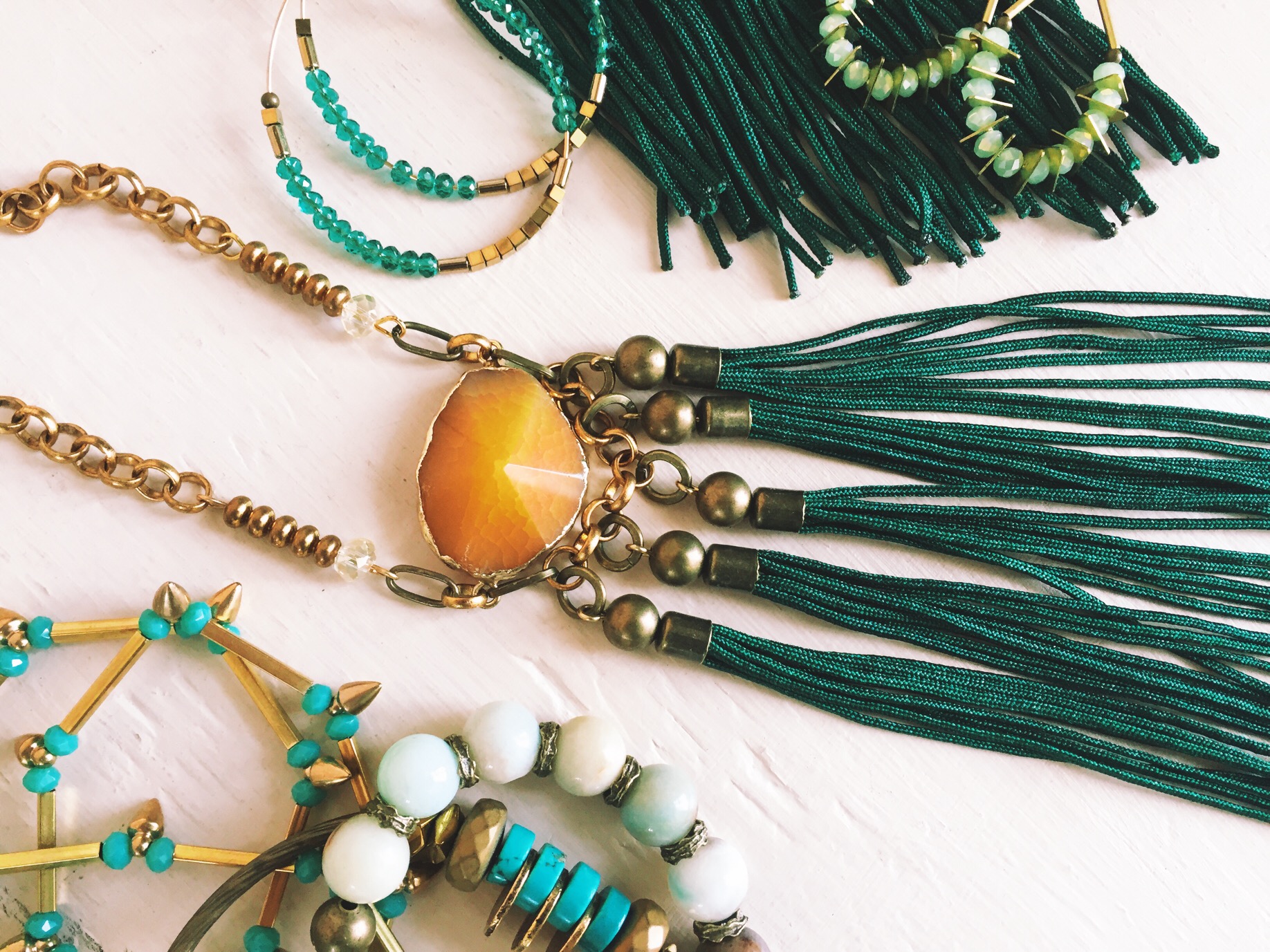 Just a small selection of our green jewelry.