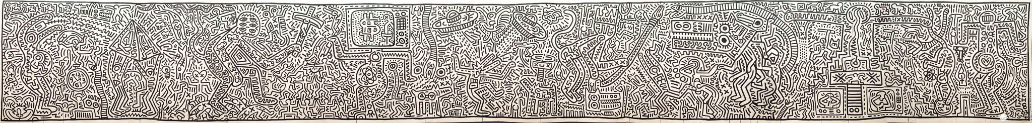 Das 15 Meter lange Werk benötigt viel Raum im Museum, um entsprechend zur Geltung zu kommen. Keith Haring Foundation, "The Matrix", 1983