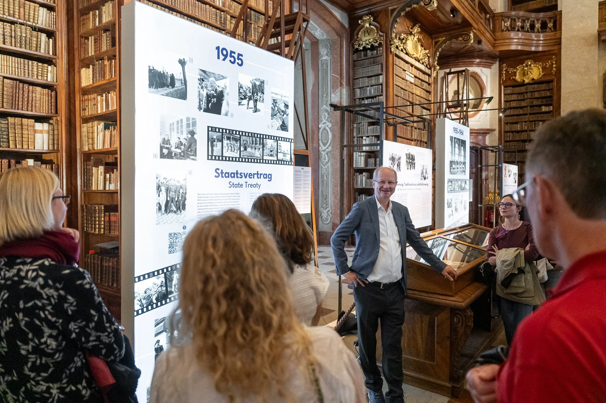 Exhibition view "A Century in Pictures. Austria 1925-2025", Österreichische Nationalbibliothek, Prunksaal