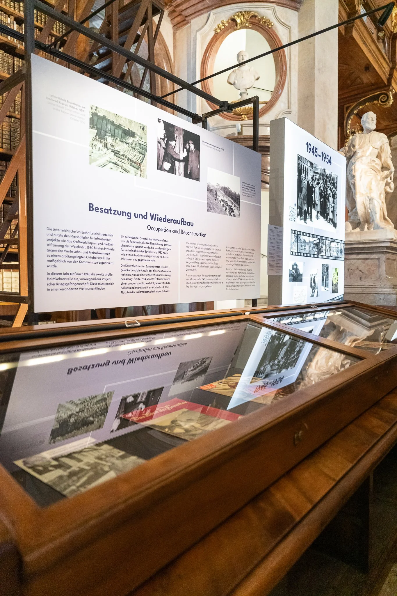 Exhibition view "A Century in Pictures. Austria 1925-2025", Österreichische Nationalbibliothek, Prunksaal