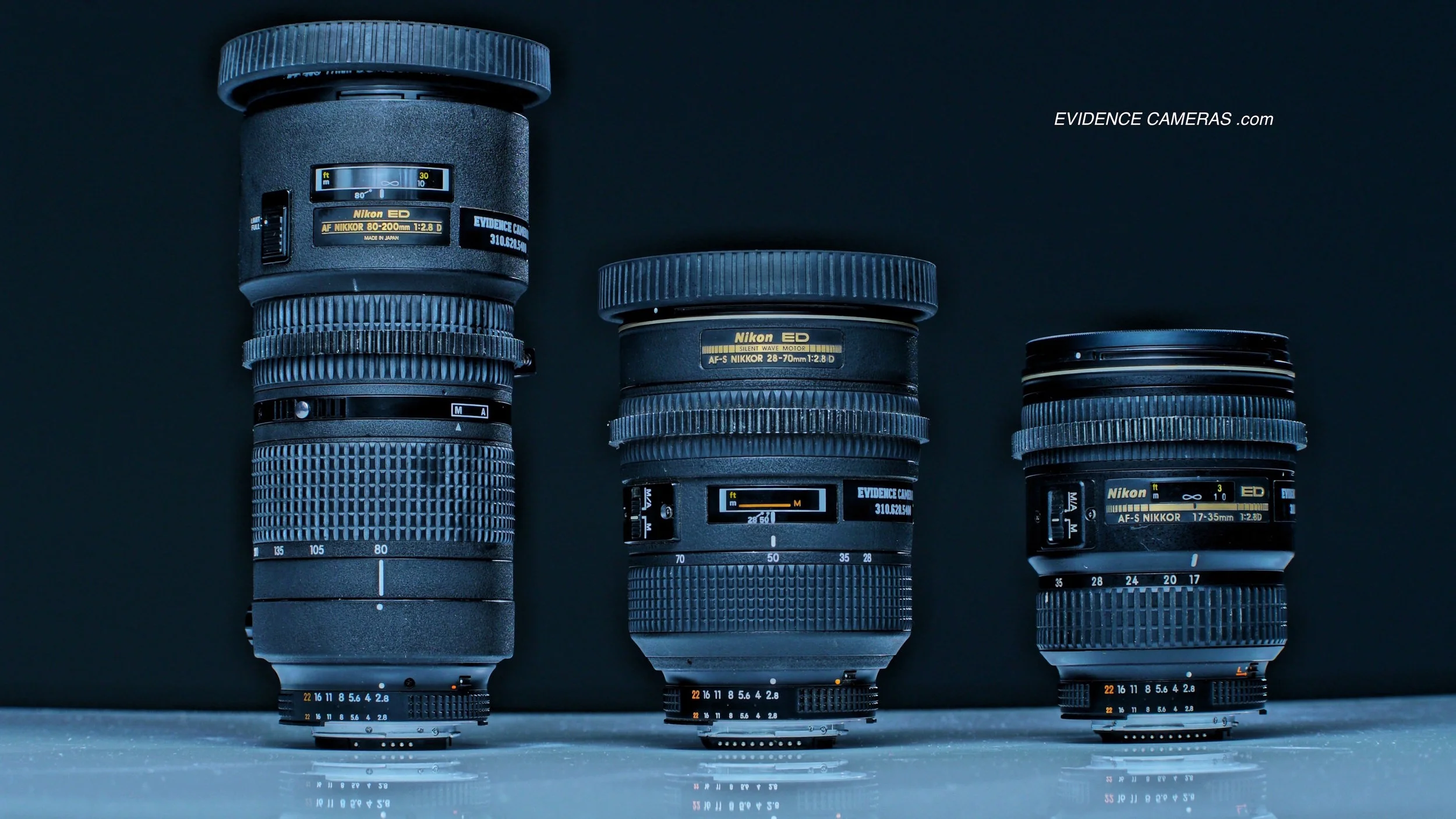 NIKON 80-200mm F2.8 ZOOM NIKON 28-70mm F2.8 ZOOM NIKON 17-35mm F2.8 ZOOM (with EF to Nikon adapter ring)