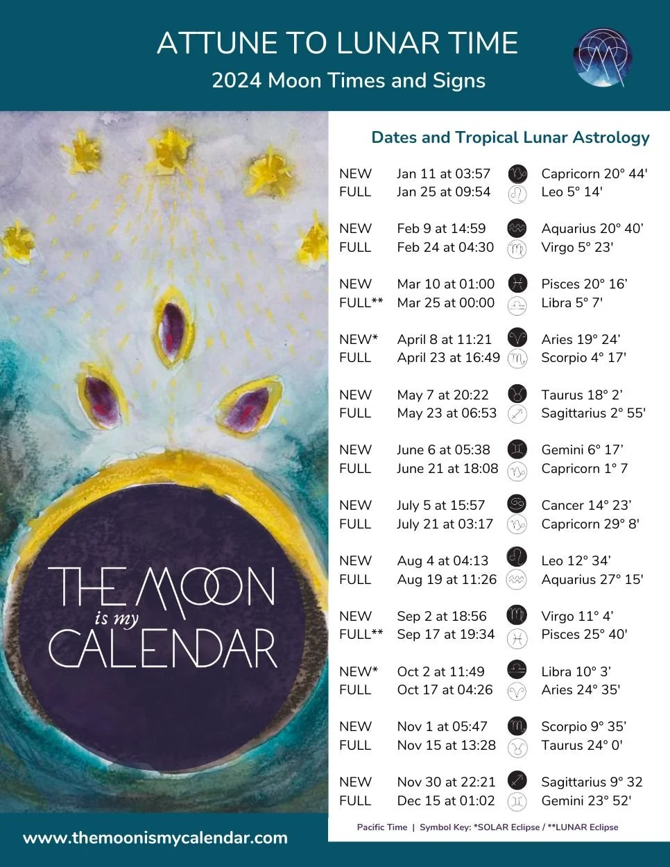 Shop New Moon Calendar Journals and Circular Lunar Wall Calendar for