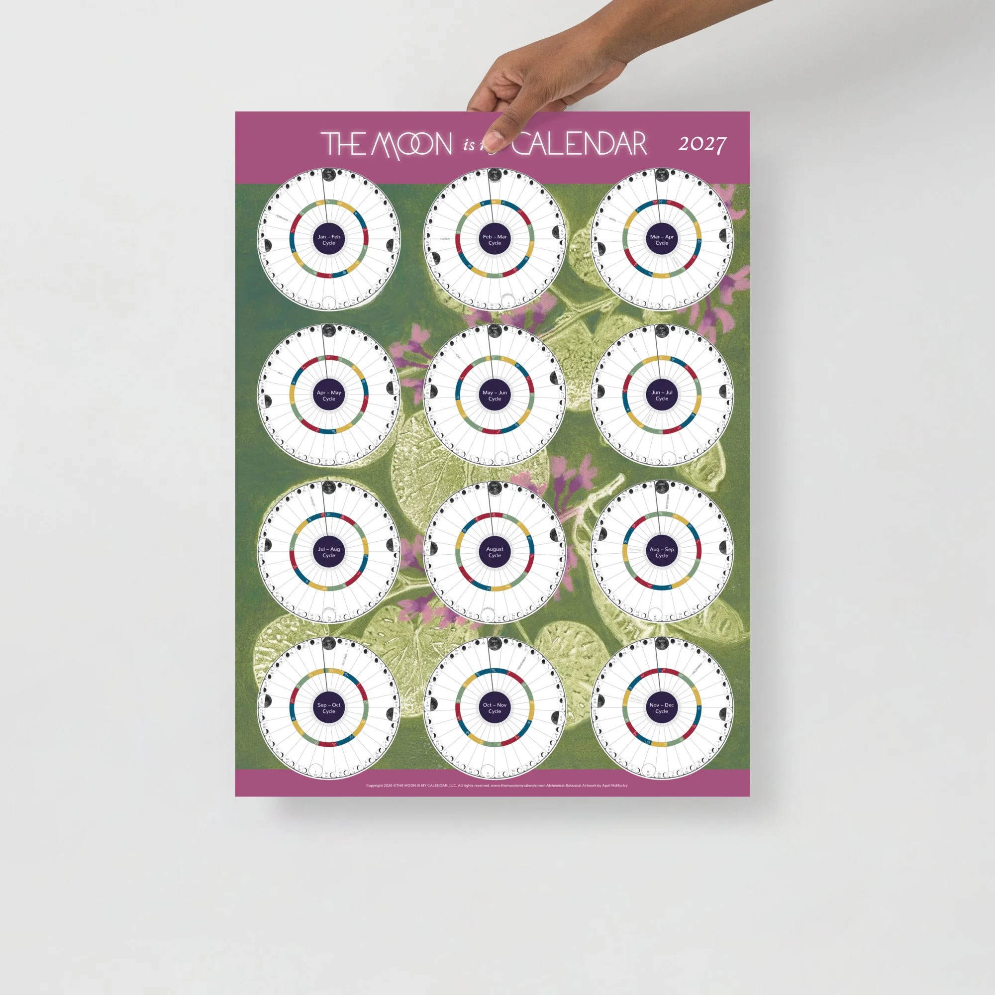 2027 At-A-Glance Moon Cycle Poster REDBUD