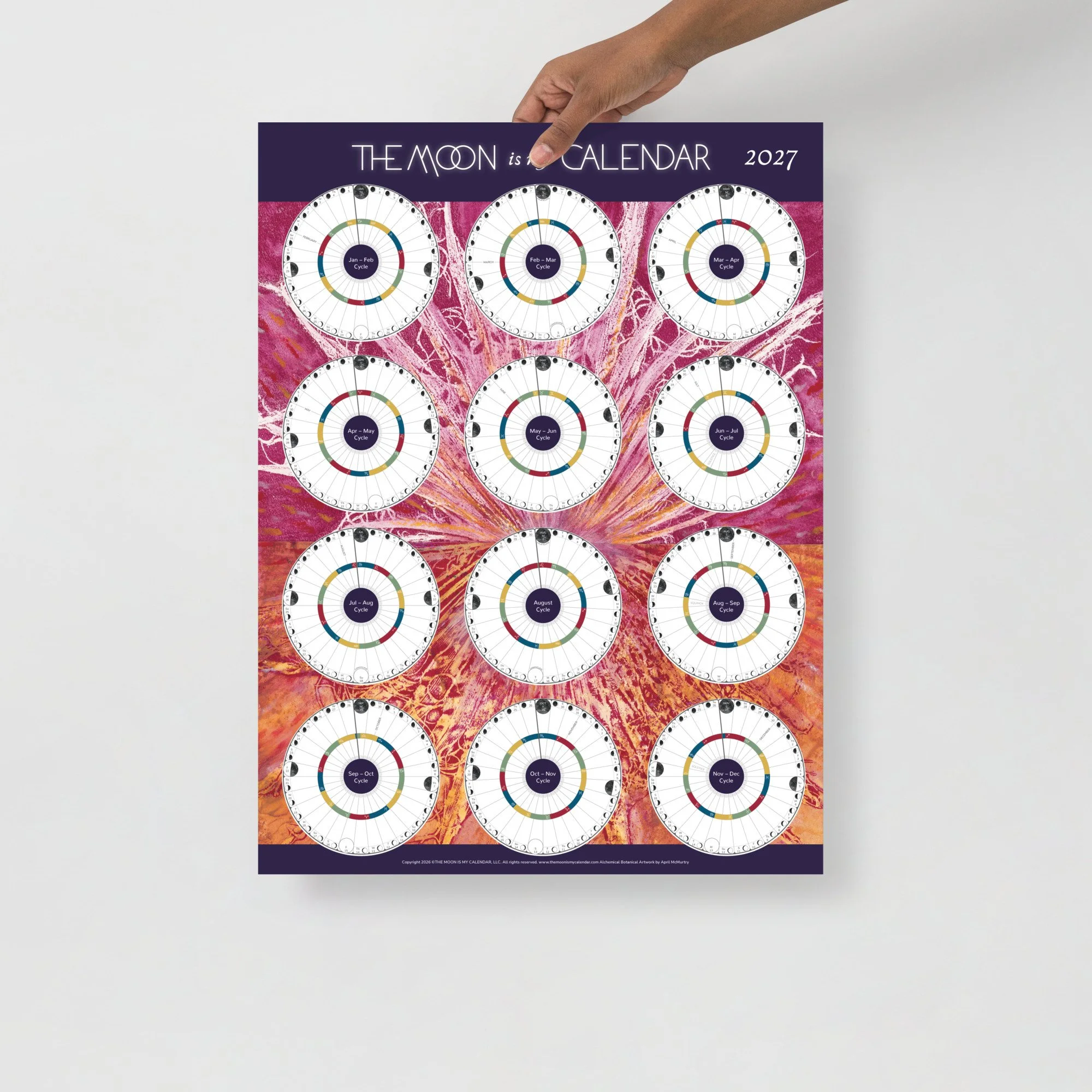 2027 At-A-Glance Moon Cycle Poster PALM RAYS