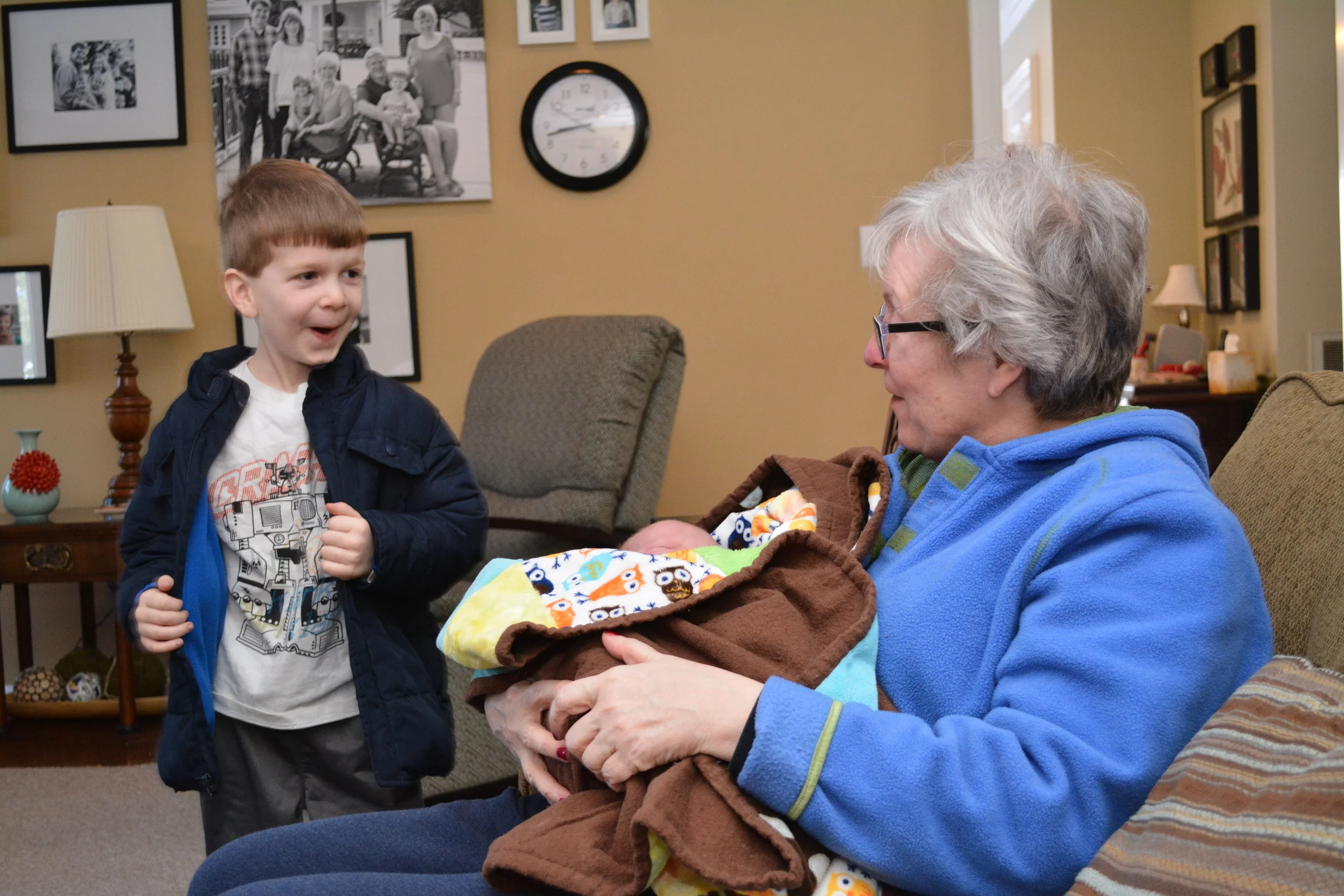 My mom introducing Griffin to baby Felix.