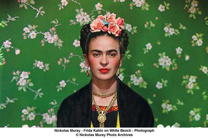 Part of a portrait photograph of Friday Khalo by photographer (and lover) Nickolas Muray. Called Frida Khalo on White Bench. 