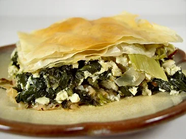 Perfect winter food - spinach and artichoke pie.