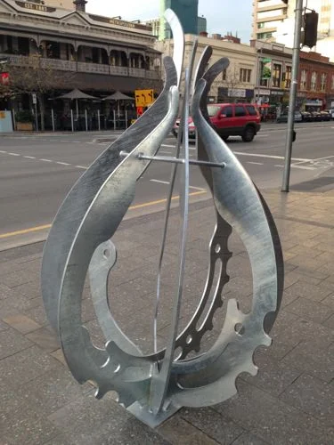 Park here: new bike rack sculpture  Onion Rings  in Grote St