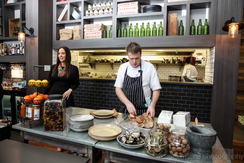  Stewart Wesson preparing his tasting plates in the open kitchen with Danielle Elia 