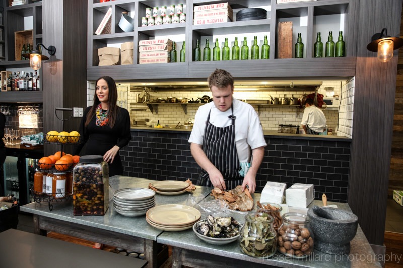 Stewart Wesson preparing his tasting plates in the open kitchen with Danielle Elia