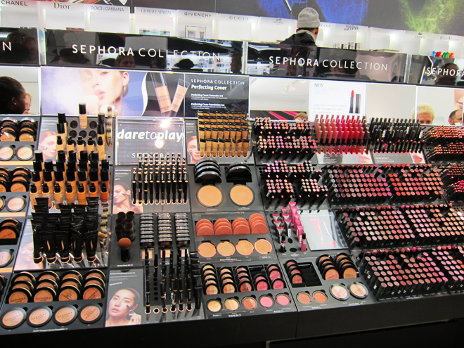 Inside a Sephora store - displays that invite you to touch, test and of course, buy.