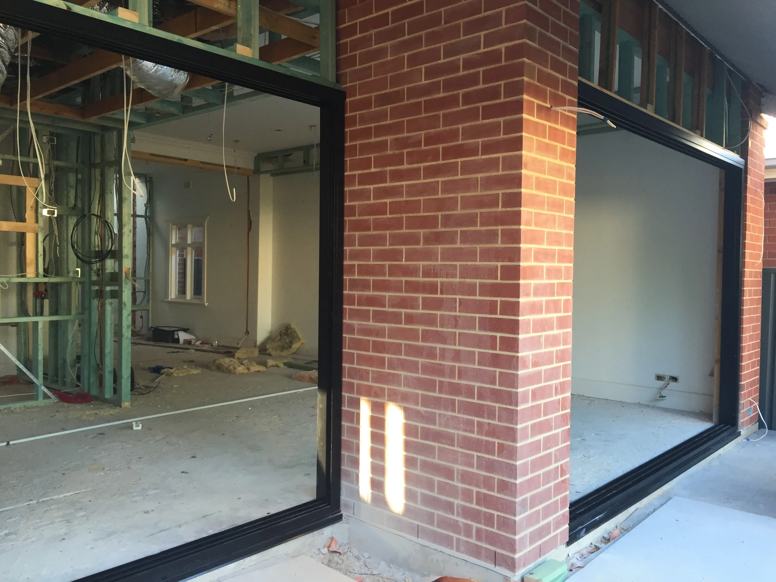 Love the frames - looking forward to the rest of the sliding doors going in.