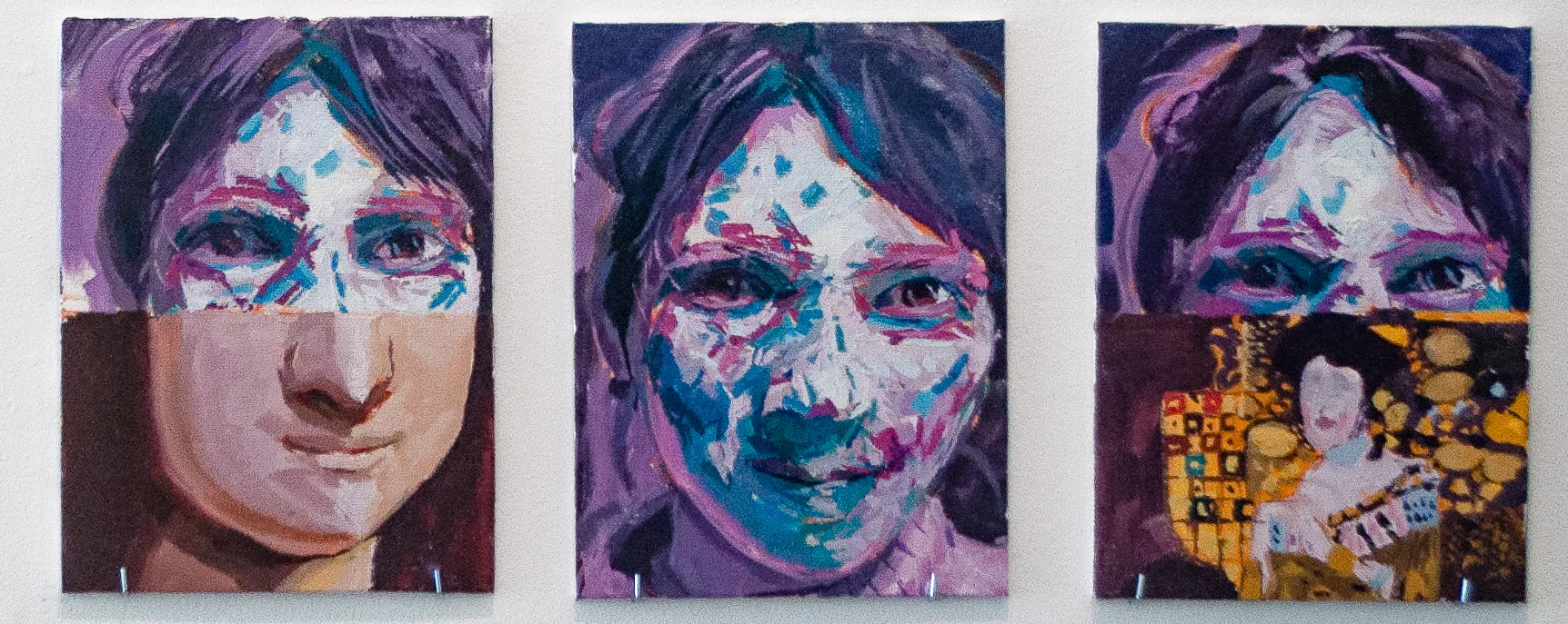 Not Really The Three Wise Monkeys, oil on canvas, 3in x 2in each, 2018